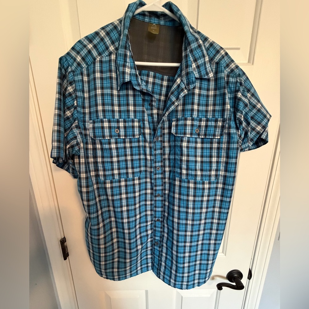 Alpine Design Teal and White Plaid Men's Shirt XL